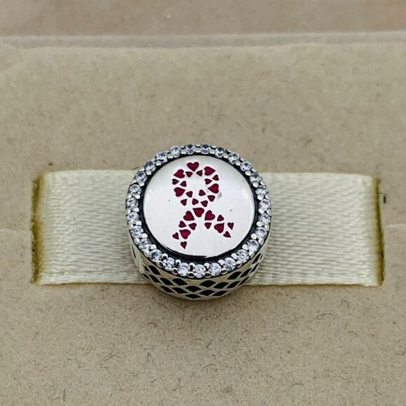 🔥🔥Pandora Breast Cancer Ribbon of Strength Dangle Charm Hope Bead Pendant - Picture 2 of 4